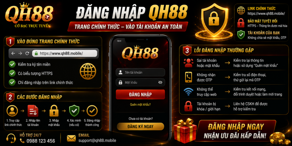 Đăng Nhập QH88 - Trang Chính Thức Vào Tài Khoản An Toàn