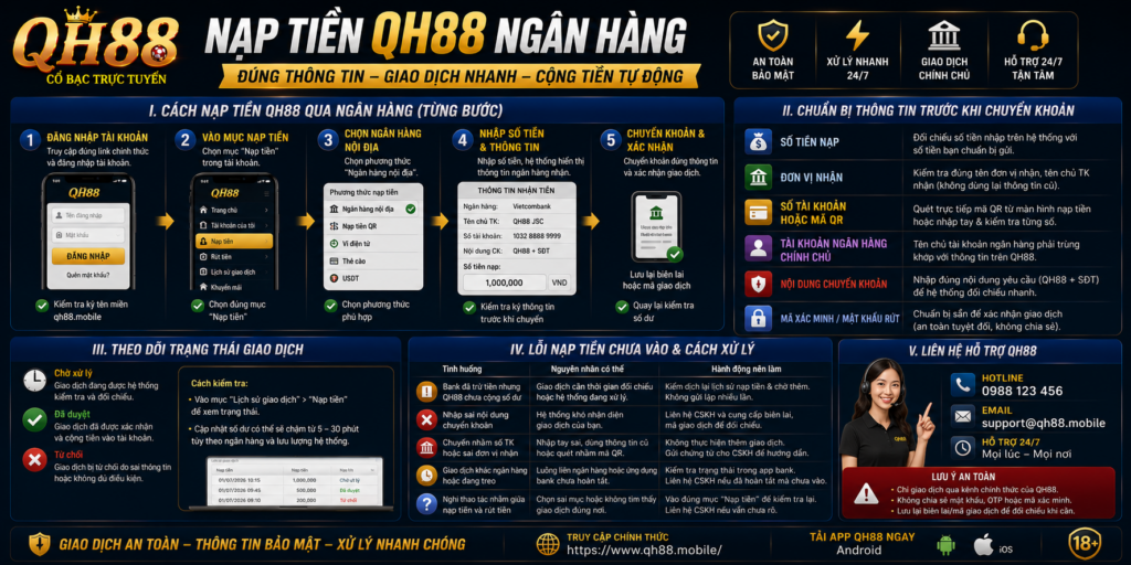 Nạp Tiền QH88 Ngân Hàng - Đúng Thông Tin Tránh Lỗi