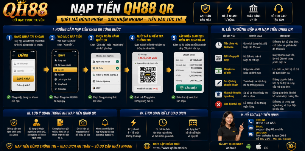 Nạp Tiền QH88 QR - Quét Mã Đúng Phiên Xác Nhận Nhanh