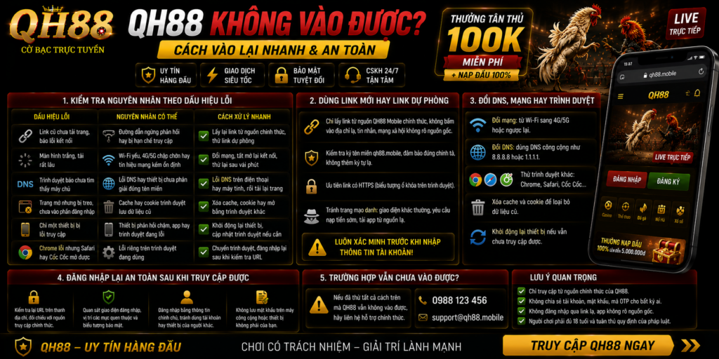 QH88 Không Vào Được - Cách Vào Lại Nhanh Và An Toàn