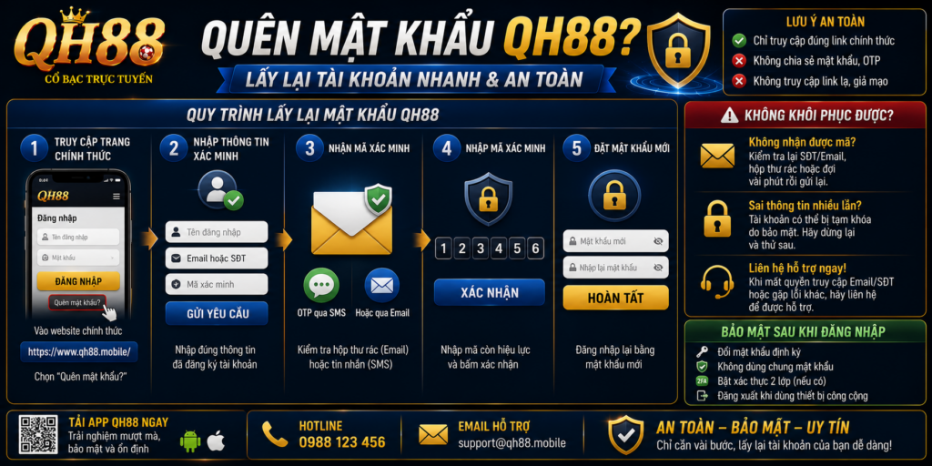 Quên Mật Khẩu QH88 - Lấy Lại Tài Khoản Nhanh Và An Toàn