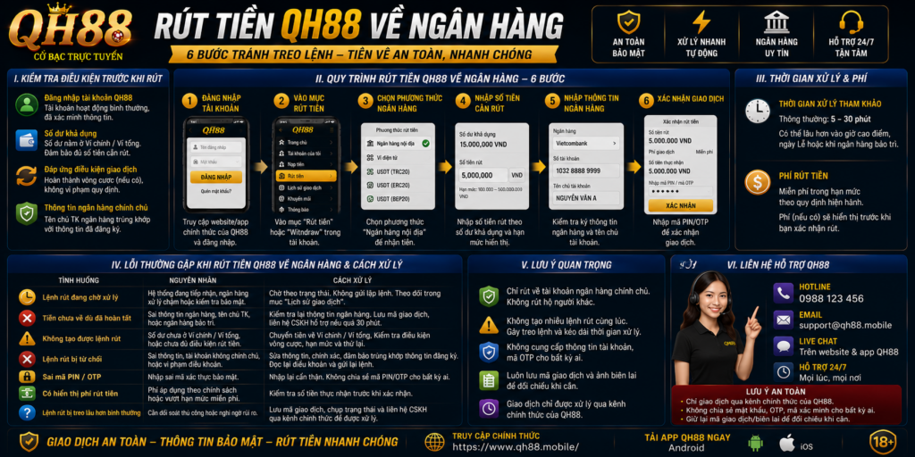 Rút Tiền QH88 Về Ngân Hàng - 6 Bước Tránh Treo Lệnh