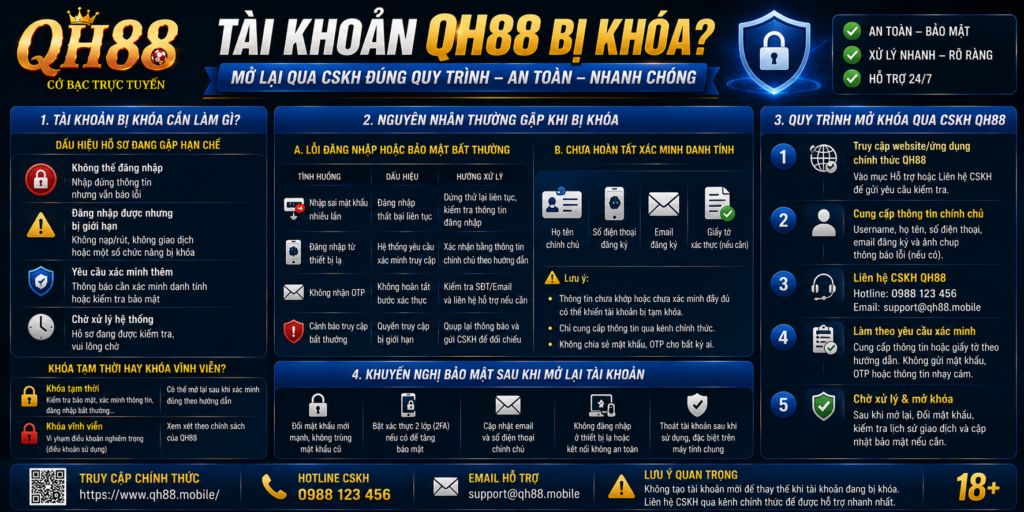 Tài Khoản QH88 Bị Khóa - Mở Lại Qua CSKH Đúng Quy Trình